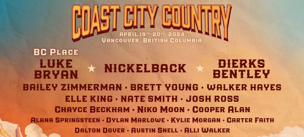Things to do in Vancouver during April - Coast City Country Festival 